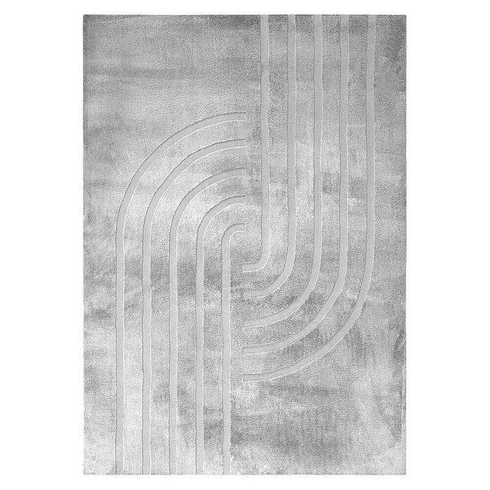 Kayoom Kurzflorteppich Peace 725 - Grau, 230 x 160 cm, 85 % Polyester, 15 % Wolle - Draufsicht