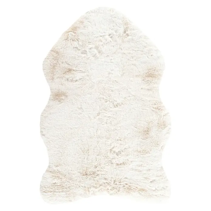 Kayoom Kunstfell Boundless 226 - Weiß, 90 x 60 cm, 90 % Polyester, 10 % Baumwolle - Weißer Kunstfellteppich in unregelmäßiger, natürlicher Form.