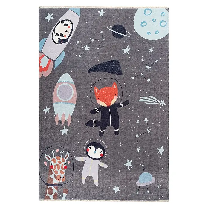 Kayoom Kinderteppich Joanna 610 - Spacegrau, 170 x 115 cm, 70 % Baumwolle, 30 % Polyester - Draufsicht