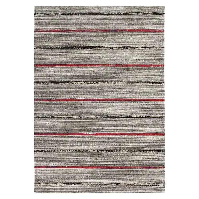 Kayoom Flachgewebeteppich Duarte 110 - Natur/Rot, 150 x 80 cm, 60 % Wolle, 20 % Baumwolle, 20 % Seide - Draufsicht
