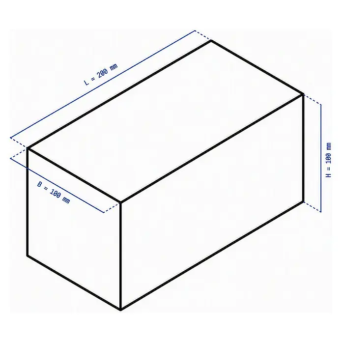 EHL Pflasterstein Rechteckpflaster ohne Fase - Anthrazit, 20 x 10 x 10 cm, Rechteck - Skizze