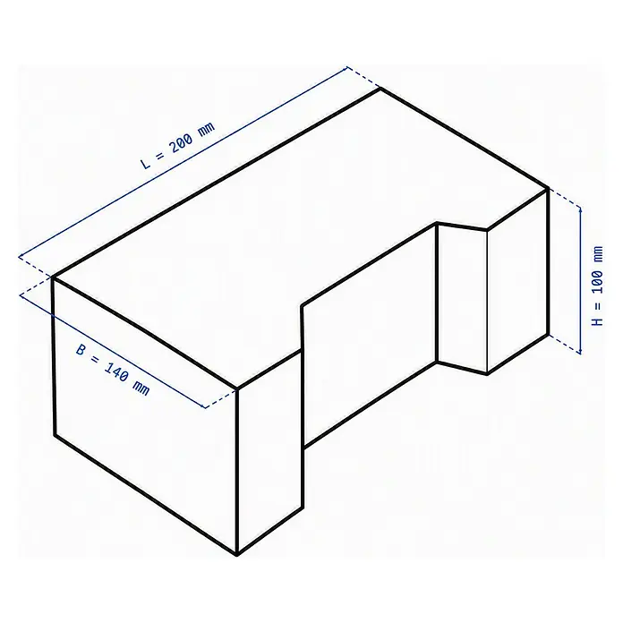 EHL Pflasterstein Doppel-T ohne Fase - Anthrazit, 20 x 14 x 10 cm, Anfangsstein - Skizze