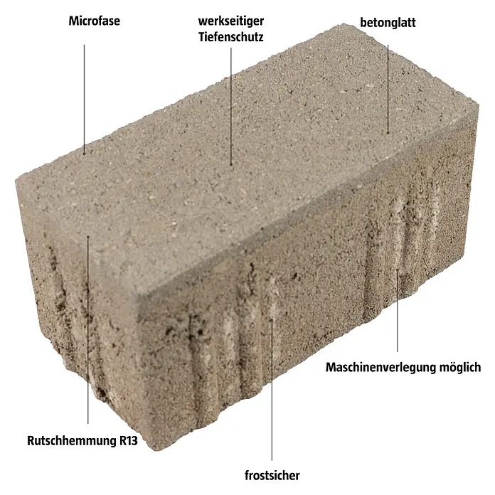 EHL Pflasterstein Rechteckpflaster ohne Fase - Grau, 20 x 10 x 10 cm, Rechteck - Informationsansicht