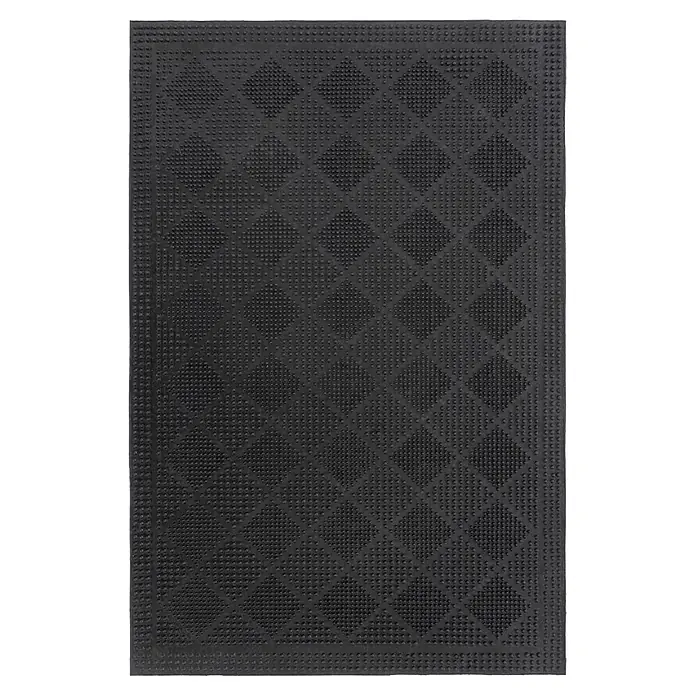 Fußmatte Elegant Entry 125 - 75 x 45 cm, Schwarz, Material Nutzschicht: 100 % Gummi - Schwarze strukturierte Matte mit erhabenem Punktmuster, das Rauten bildet.