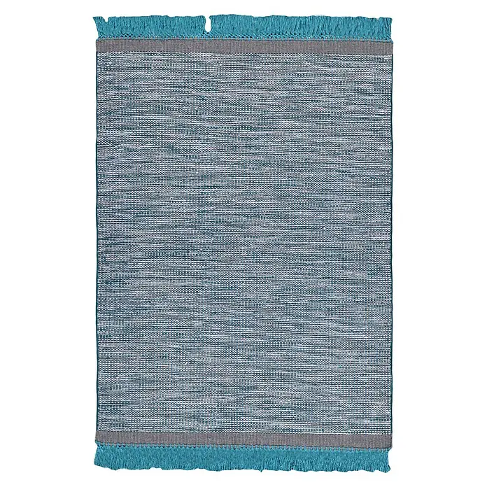 Kayoom Fransenteppich Nomad 8064 - Grau/Blau, 240 x 170 cm, 70 % Wolle, 25 % Baumwolle, 5 % Viskose - Draufsicht