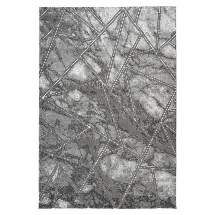 Kayoom Kurzflorteppich Mineral 225 - Silber, 300 x 80 cm, 70 % Polypropylen, 30 % Polyester - Draufsicht