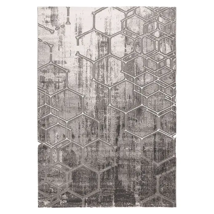 Kayoom Kurzflorteppich Mineral 525 - Silber, 170 x 120 cm, 70 % Polypropylen, 30 % Polyester - Draufsicht