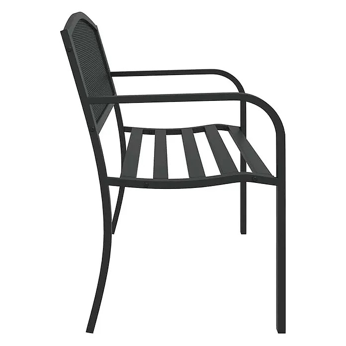 Furnicato Gartenbank pulverbeschichtet - B x T x H: 119 x 52 x 82 cm, Schwarz