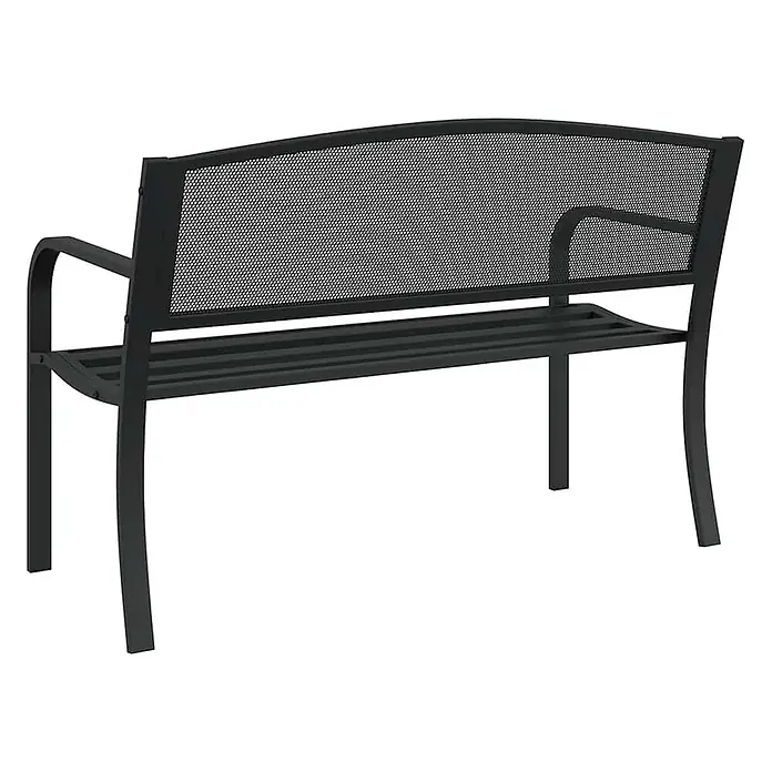 Furnicato Gartenbank pulverbeschichtet - B x T x H: 119 x 52 x 82 cm, Schwarz