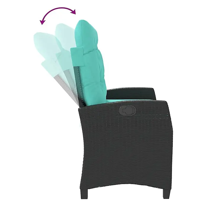 Furnicato Gartenbank PE-Rattan - B x T x H: 105 x 90 x 83 cm, Schwarz
