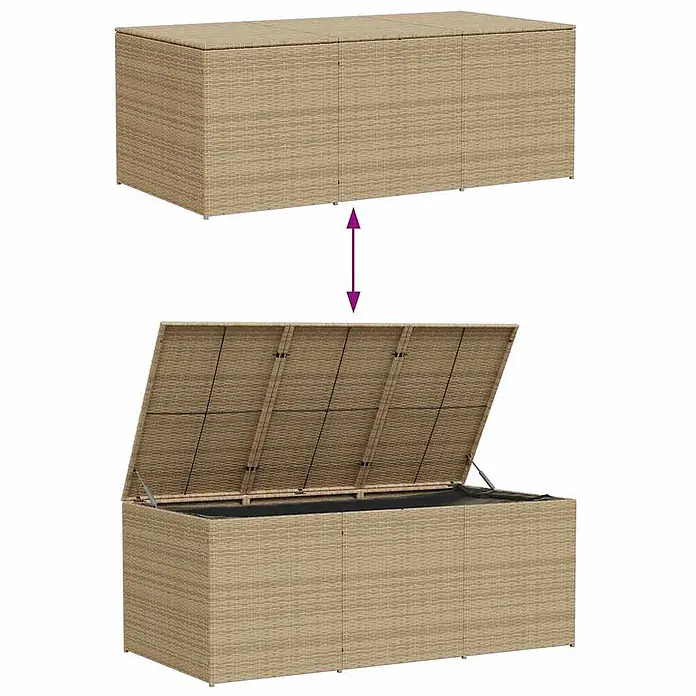 Furnicato Garten-Aufbewahrungsbox PE-Rattan - Mischung aus Beige, Kunststoff