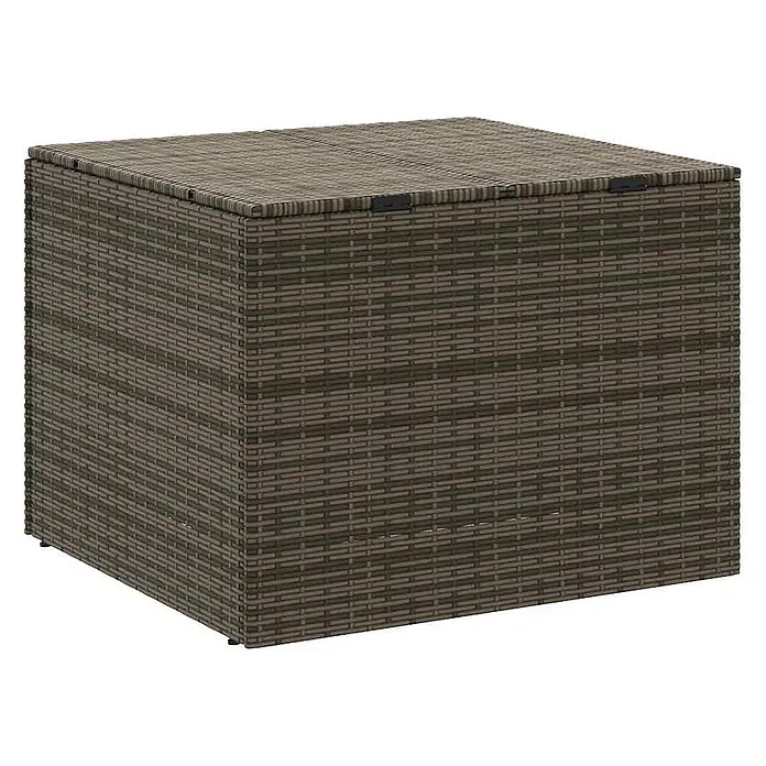 Furnicato Garten-Aufbewahrungsbox - Grau, Kunststoff - Braune Rattan-Gartenbox mit Deckel.