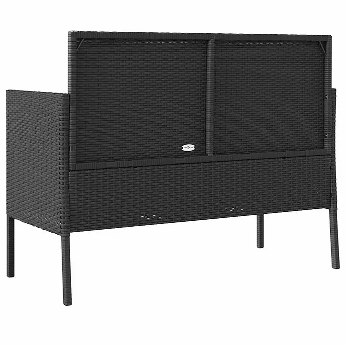 Furnicato Gartenbank PE-Rattan - B x T x H: 113 x 61 x 87 cm, Schwarz und Creme