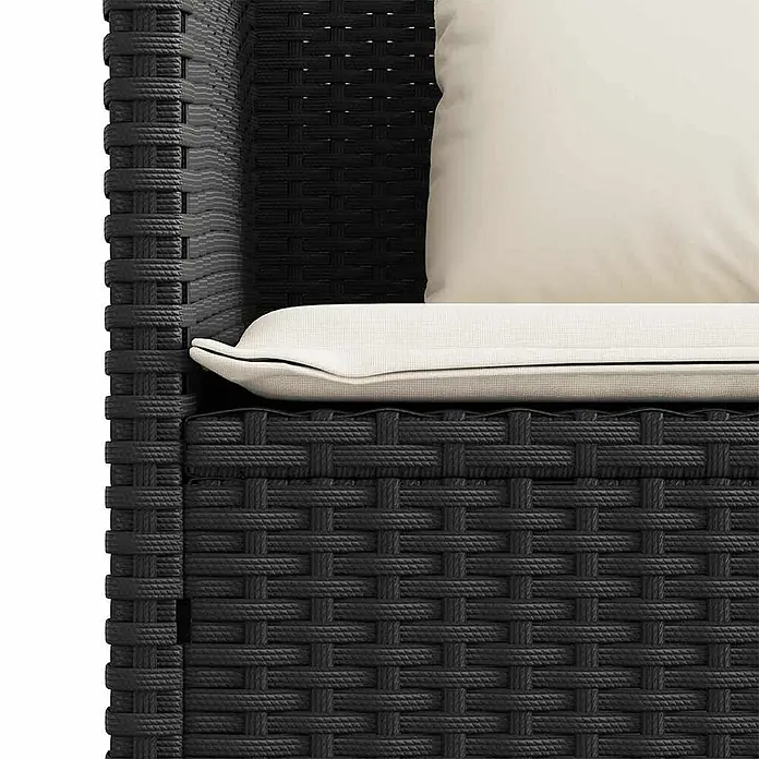 Furnicato Gartenbank PE-Rattan - B x T x H: 113 x 61 x 87 cm, Schwarz und Creme