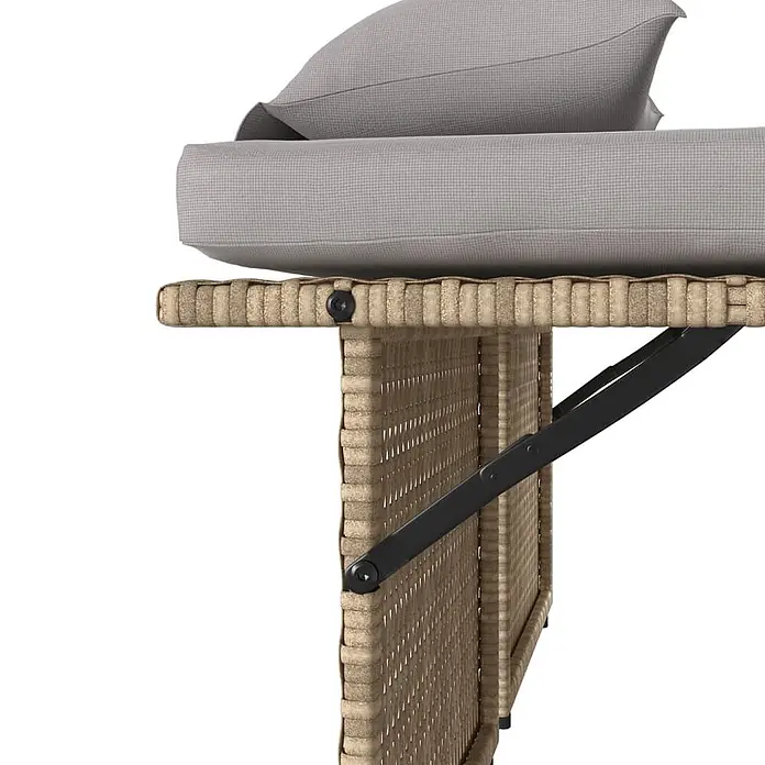 Furnicato Gartenbank PE-Rattan - B x T x H: 122 x 102 x 60 cm, Beige und Grau