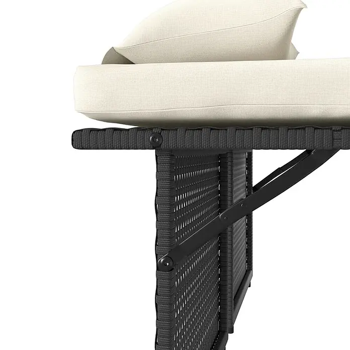 Furnicato Gartenbank PE-Rattan - B x T x H: 122 x 102 x 60 cm, Schwarz und Creme