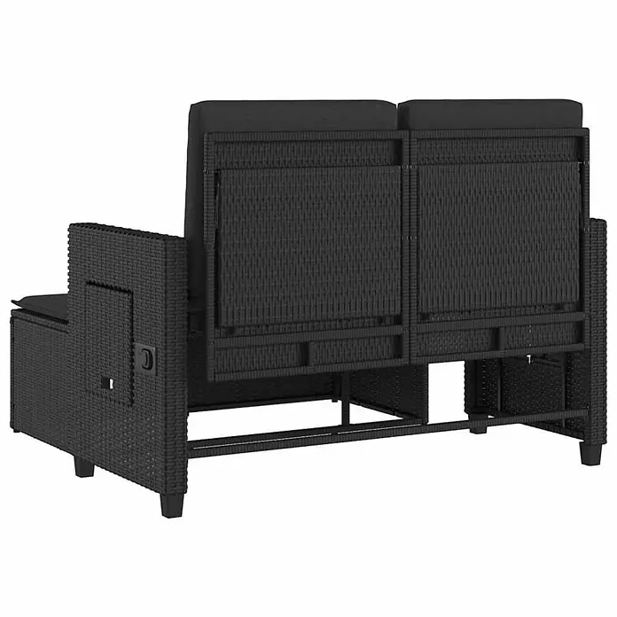 Furnicato Gartenbank PE-Rattan - B x T x H: 122 x 102 x 60 cm, Schwarz