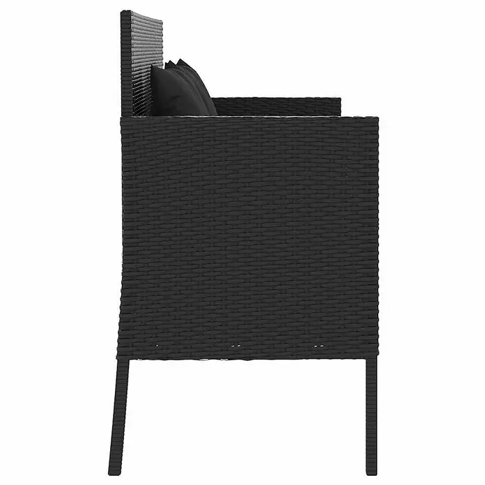Furnicato Gartenbank PE-Rattan - B x T x H: 113 x 61 x 87 cm, Schwarz
