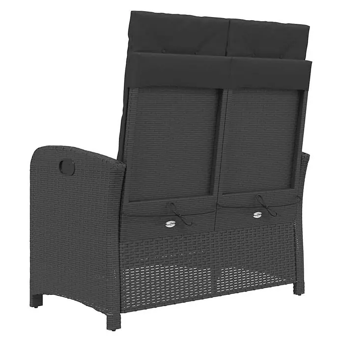 Furnicato Gartenbank PE-Rattan - B x T x H: 105 x 86 x 83 cm, Schwarz