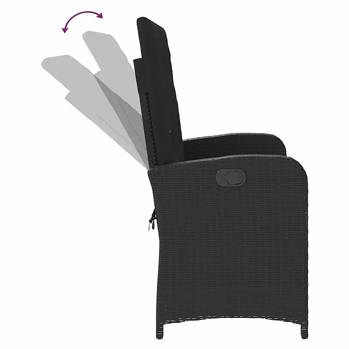 Furnicato Gartenbank PE-Rattan - B x T x H: 105 x 86 x 83 cm, Schwarz