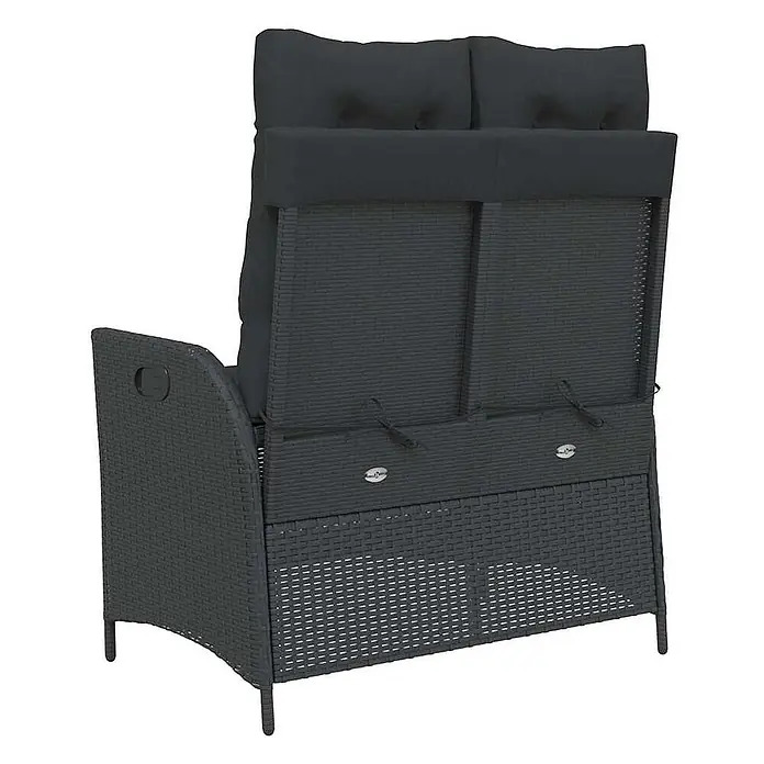 Furnicato Gartenbank PE-Rattan - B x T x H: 104 x 86 x 83 cm, Schwarz