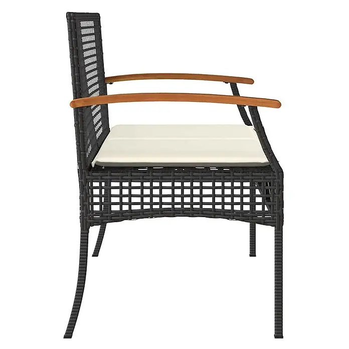 Furnicato Gartenbank PE-Rattan - B x T x H: 108 x 57 x 85 cm, Schwarz