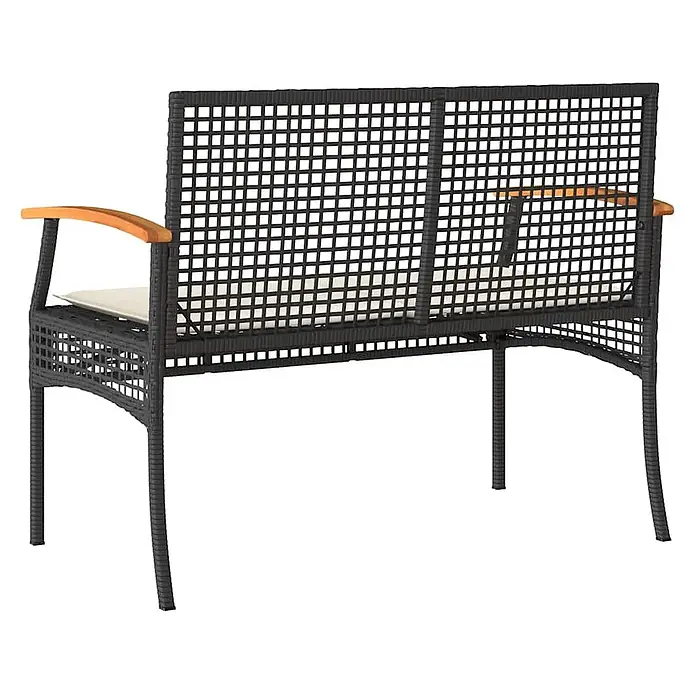 Furnicato Gartenbank PE-Rattan - B x T x H: 108 x 57 x 85 cm, Schwarz
