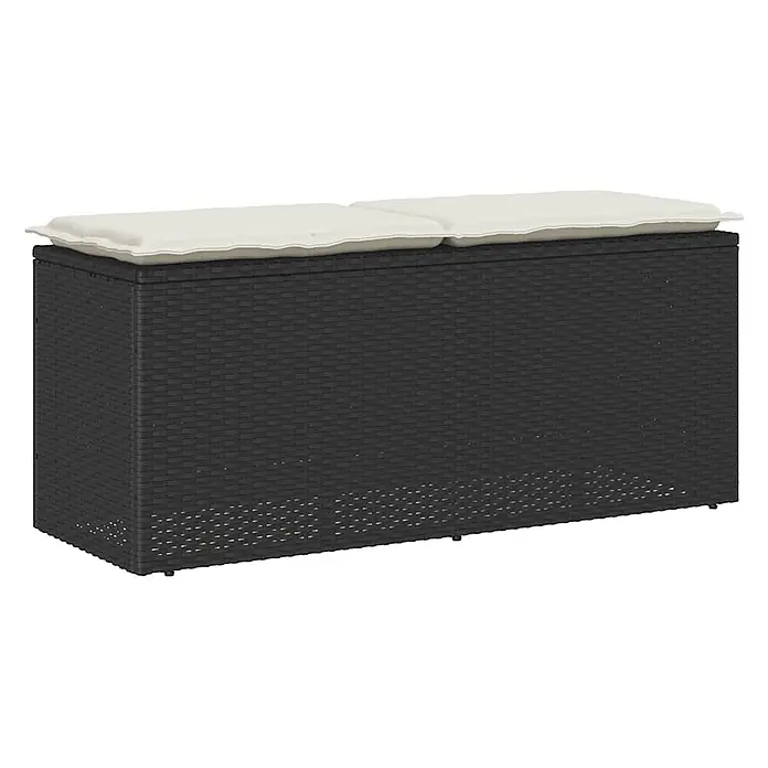 Furnicato Gartenbank PE-Rattan - B x T x H: 110 x 40 x 44 cm, Schwarz