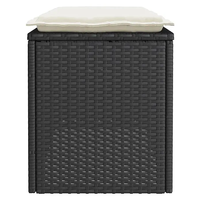 Furnicato Gartenbank PE-Rattan - B x T x H: 110 x 40 x 44 cm, Schwarz