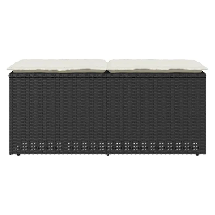 Furnicato Gartenbank PE-Rattan - B x T x H: 110 x 40 x 44 cm, Schwarz