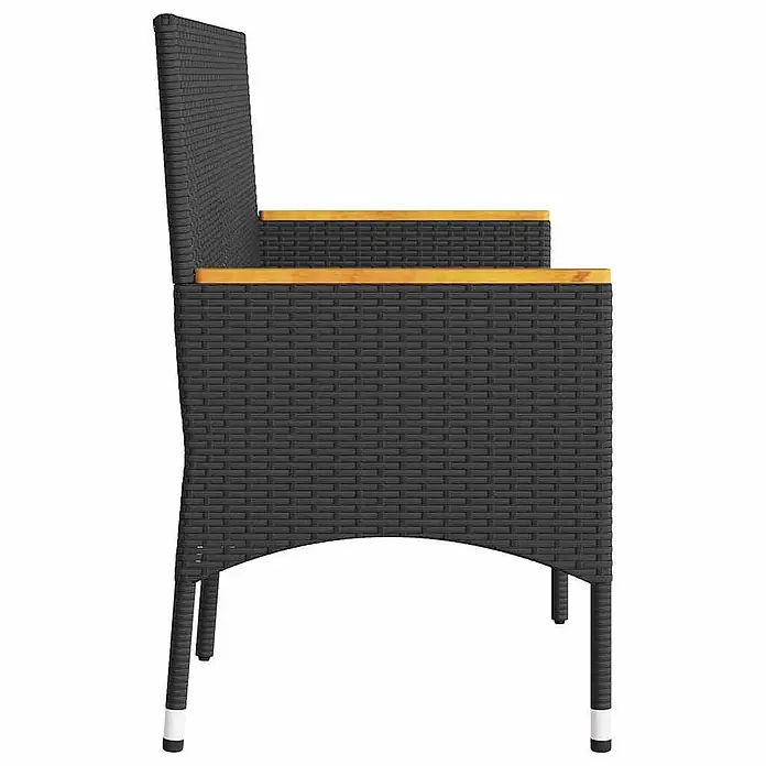 Furnicato Gartenbank PE-Rattan - B x T x H: 140 x 54 x 85 cm, Schwarz