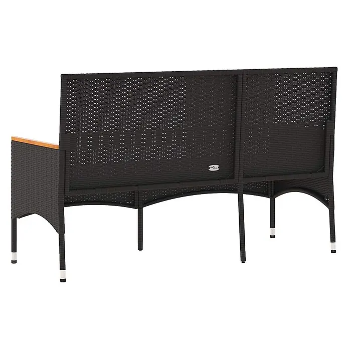 Furnicato Gartenbank PE-Rattan - B x T x H: 140 x 54 x 85 cm, Schwarz