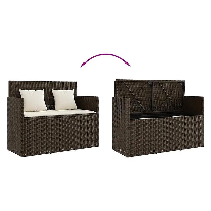 Furnicato Gartenbank PE-Rattan - B x T x H: 120 x 50 x 90,5 cm, Braun
