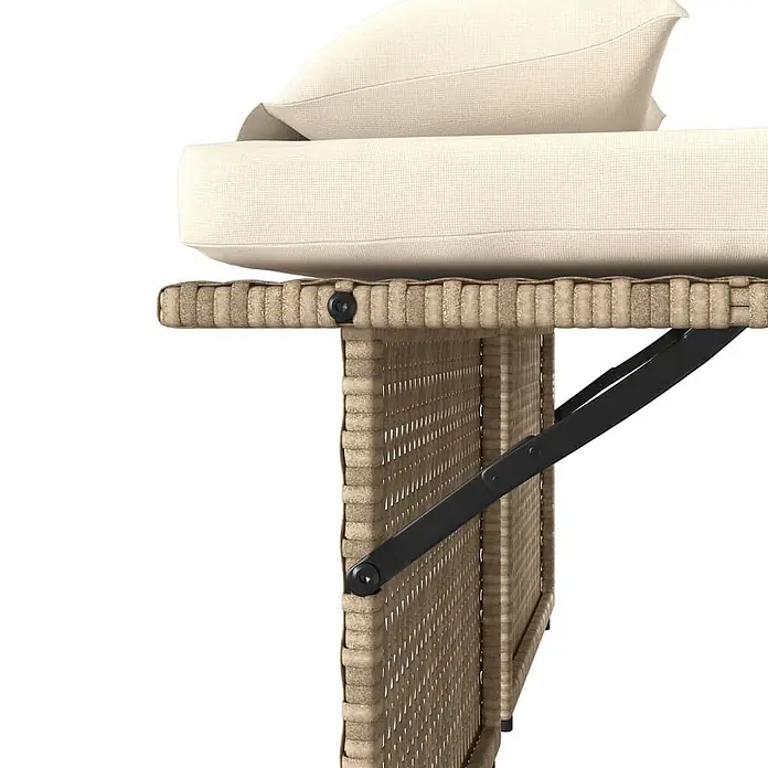 Furnicato Gartenbank PE-Rattan - B x T x H: 122 x 102 x 60 cm, Beige und Creme