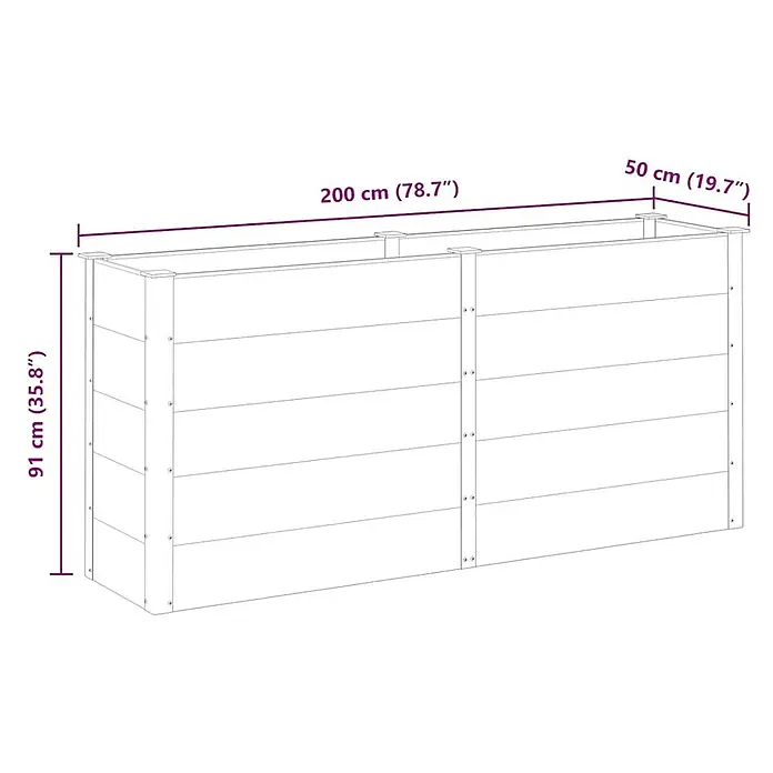 Furnicato Hochbeet - 50 x 200 x 91 cm, Verbundwerkstoff, Grau