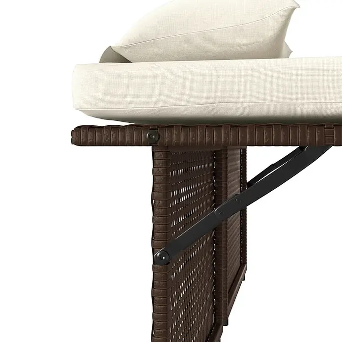 Furnicato Gartenbank PE-Rattan - B x T x H: 122 x 102 x 60 cm, Braun