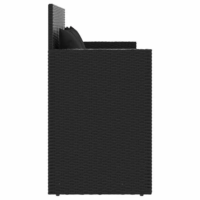 Furnicato Gartenbank PE-Rattan - B x T x H: 120 x 50 x 90,5 cm, Schwarz