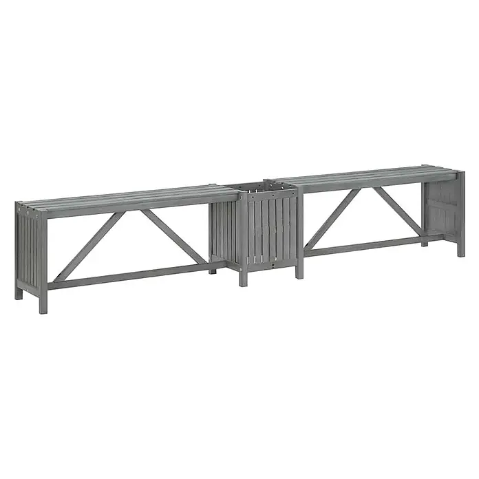 Furnicato Gartenbank Akazien-Massivholz - B x T x H: 117 x 117 x 40 cm, Grau
