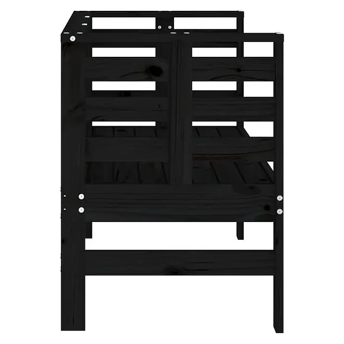 Furnicato Gartenbank Kiefernholz-Massivholz - B x T x H: 111,5 x 53 x 71 cm, Schwarze Kiefer