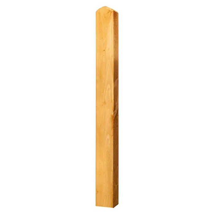 Holzpfosten Starnberg - Höhe: 100 cm, Kiefer, Herbstgold - Pfosten aus hellem Holz mit abgerundeter Spitze, ideal für Zäune oder als Wegweiser. Das Holz ist unbehandelt und hat eine natürliche Maserung.