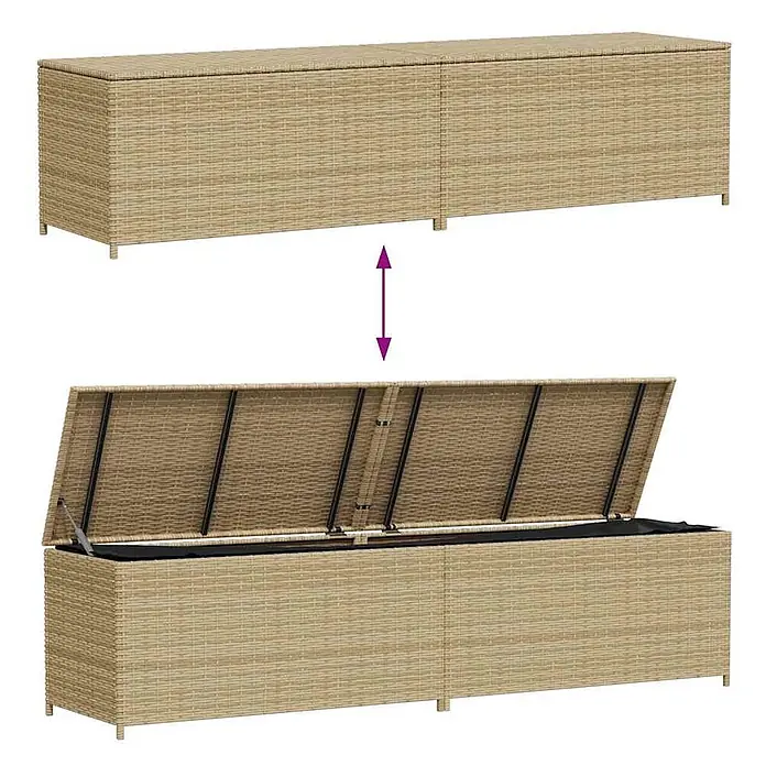 Furnicato Garten-Aufbewahrungsbox PE-Rattan - Mischung aus Beige, Kunststoff
