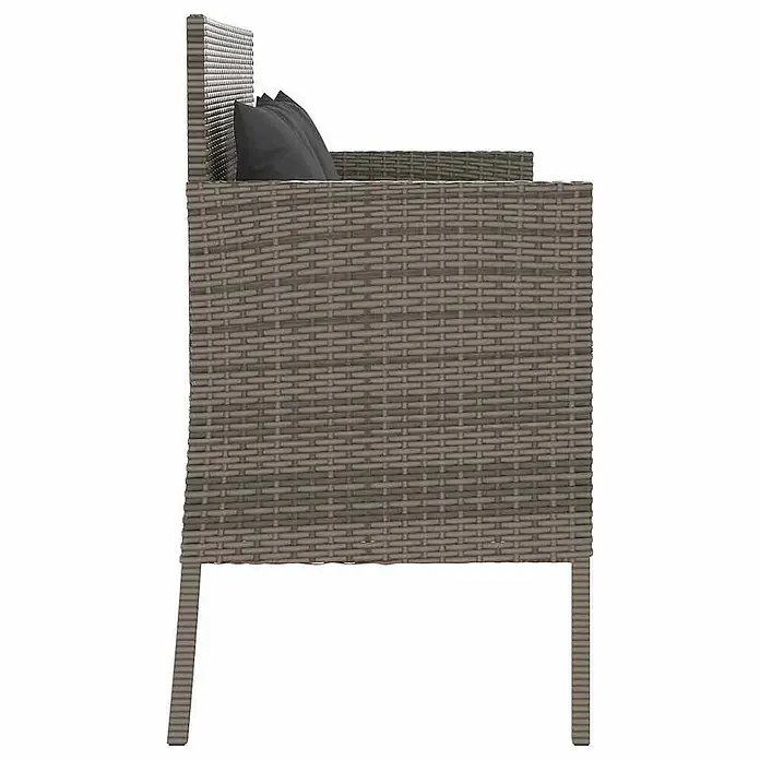 Furnicato Gartenbank PE-Rattan - B x T x H: 113 x 61 x 87 cm, Grau