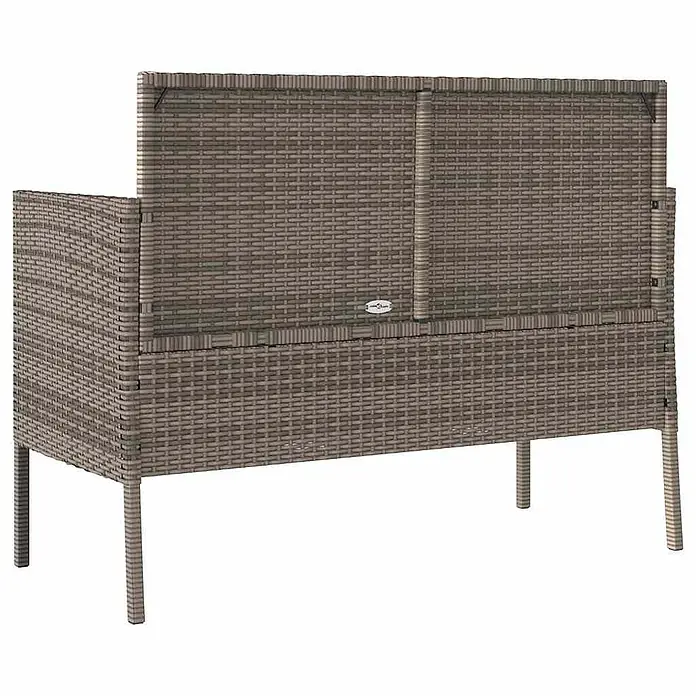 Furnicato Gartenbank PE-Rattan - B x T x H: 113 x 61 x 87 cm, Grau