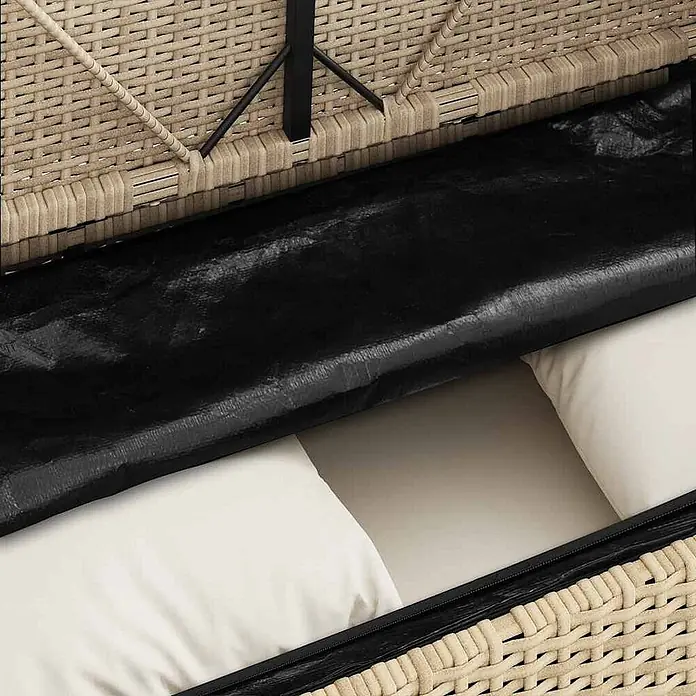 Furnicato Gartenbank PE-Rattan - B x T x H: 120 x 50 x 90,5 cm, Beige und Creme