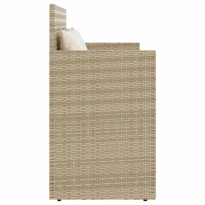 Furnicato Gartenbank PE-Rattan - B x T x H: 120 x 50 x 90,5 cm, Beige und Creme