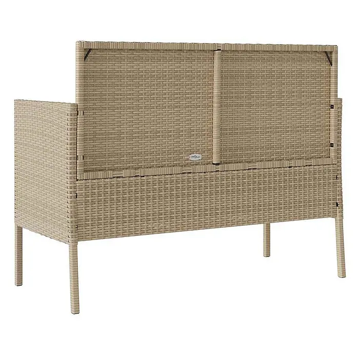 Furnicato Gartenbank PE-Rattan - B x T x H: 113 x 61 x 87 cm, Beige und Grau