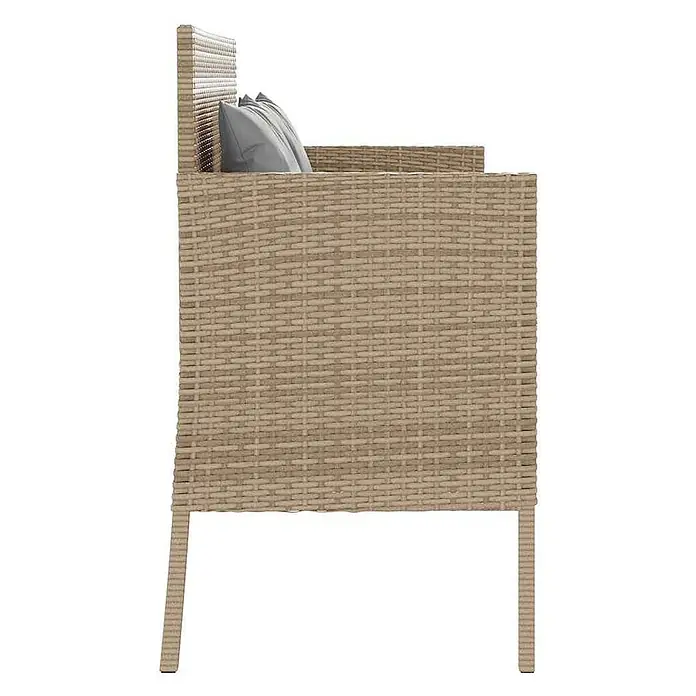Furnicato Gartenbank PE-Rattan - B x T x H: 113 x 61 x 87 cm, Beige und Grau