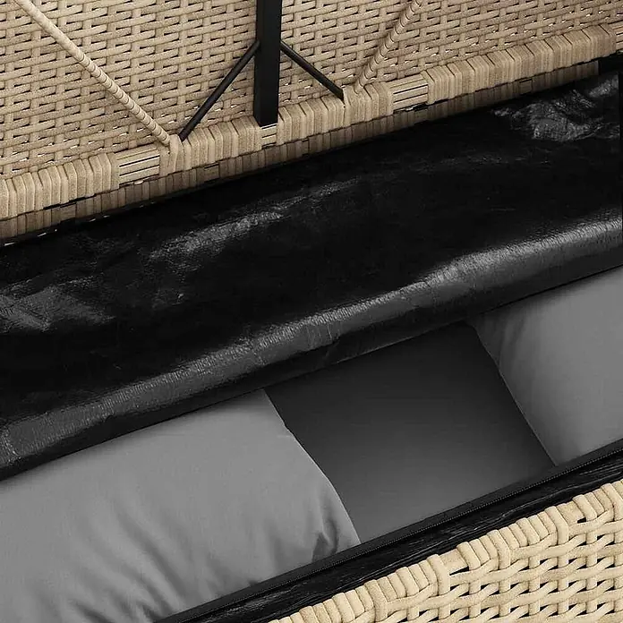 Furnicato Gartenbank PE-Rattan - B x T x H: 120 x 50 x 90,5 cm, Beige und Grau