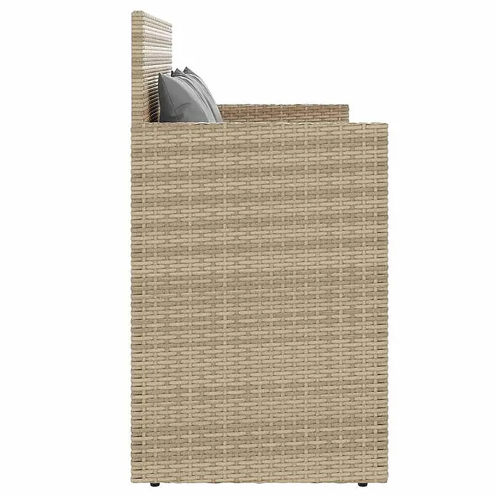 Furnicato Gartenbank PE-Rattan - B x T x H: 120 x 50 x 90,5 cm, Beige und Grau