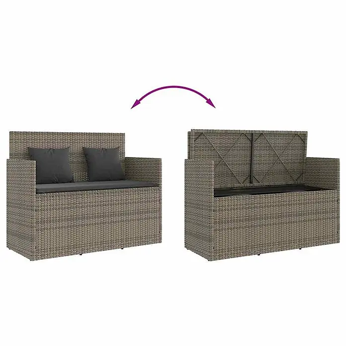 Furnicato Gartenbank PE-Rattan - B x T x H: 120 x 50 x 90,5 cm, Grau